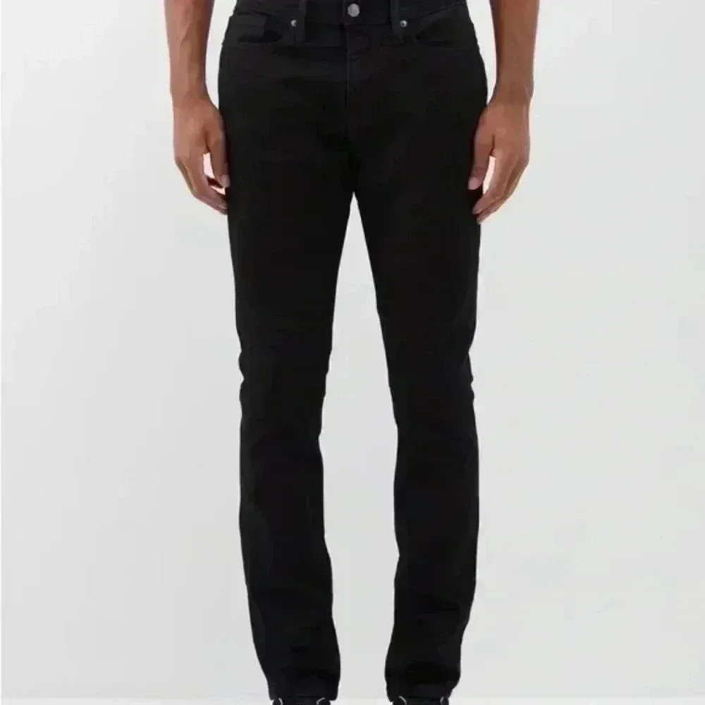 Frame L’Homme Black Low Rise Skinny Jeans In Noir
